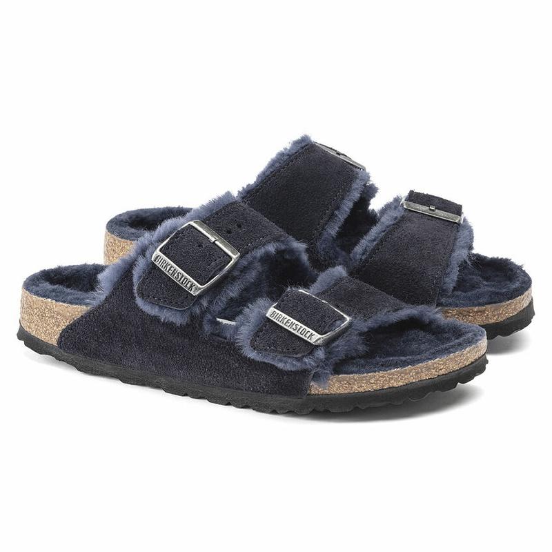 Birkenstock Shearling Ruskind Læder Arizona Dame Blå | DK 80AHK